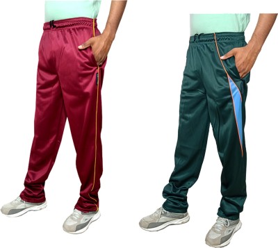 IndiWeaves Solid Men Green, Maroon Track Pants