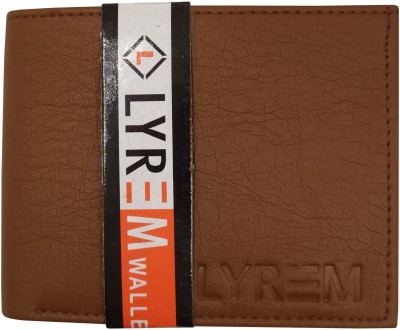 LYREM Men Casual Tan Artificial Leather Wallet(9 Card Slots)