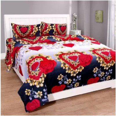 MR Gangoli 160 TC Polycotton Double 3D Printed Flat Bedsheet(Pack of 1, Multicolor)