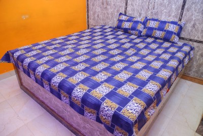 Radhe Vrinda 200 TC Cotton Double Printed Flat Bedsheet(Pack of 1, Multicolor)