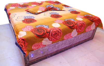 Radhe Vrinda 200 TC Cotton Double Printed Flat Bedsheet(Pack of 1, Multicolor)