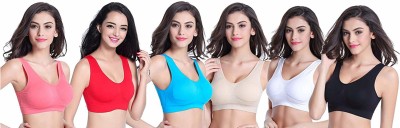 Pipal Women Sports Non Padded Bra(Multicolor)