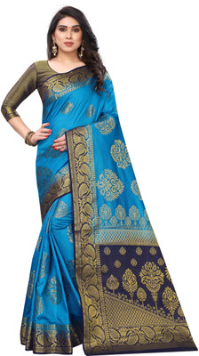 FINE WEAR Printed Bollywood Cotton Silk Saree(Multicolor)