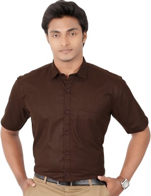 Reverence Men Solid Formal Brown Shirt