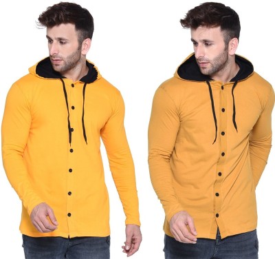 BEYOU FASHION Men Solid Casual Yellow Shirt(Pack of 2)