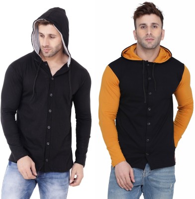 BEYOU FASHION Men Solid Casual Black Shirt(Pack of 2)