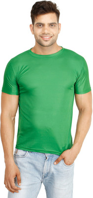 Galatea Solid Men Round Neck Green T-Shirt