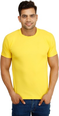 Galatea Solid Men Round Neck Yellow T-Shirt