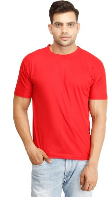 Galatea Solid Men Round Neck Red T-Shirt