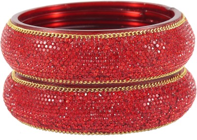 Zulka Get Your Traditions Glass Zircon Bangle Set(Pack of 2)