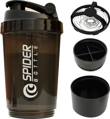 spider bottle Bottle Protein Shaker Bottle Sipper Bottle 500 ml Shaker(Pack of 1, Black, Plastic)