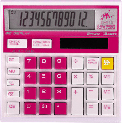jito JT-512 White - Pink 18 Months Warranty Basic  Calculator(12 Digit)