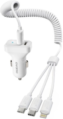 DUDAO 37.2 W Qualcomm Certified Turbo Car Charger(White, With USB Cable)