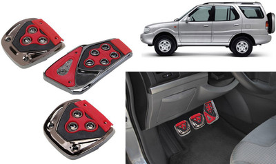 Selifaur 3 Pcs Red Non-Slip Manual Car Pedals kit Pad Covers Set for Safari Car Pedal