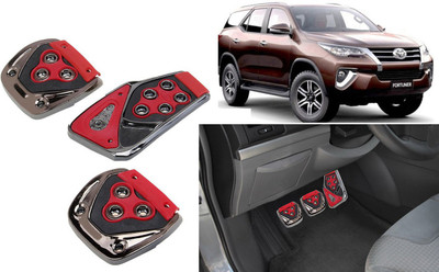 Selifaur 3 Pcs Red Non-Slip Manual Car Pedals kit Pad Covers Set for Fortuner 2016 Car Pedal