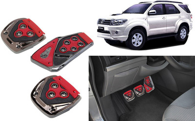 Selifaur 3 Pcs Red Non-Slip Manual Car Pedals kit Pad Covers Set for Fortuner Old Car Pedal