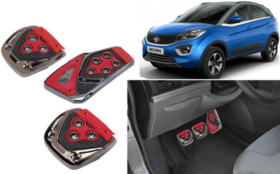 Selifaur 3 Pcs Red Non-Slip Manual Car Pedals kit Pad Covers Set for Nexon Car Pedal
