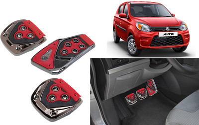 Selifaur 3 Pcs Red Non-Slip Manual Car Pedals kit Pad Covers Set for Alto 800 2019 Car Pedal