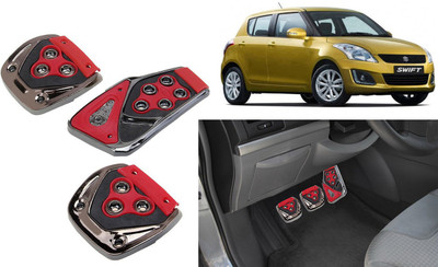 Selifaur 3 Pcs Red Non-Slip Manual Car Pedals kit Pad Covers Set for Swift Car Pedal