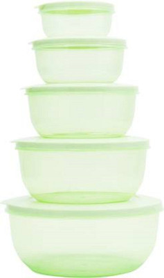 Tap2kaart Plastic Bread Container  - 2700 ml, 1700 ml, 1000 ml, 580 ml, 290 ml(Pack of 5, Green)