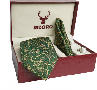 RIZORO Satin Cufflink & Tie Pin Set(Green)