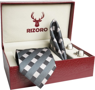 RIZORO Satin Cufflink & Tie Pin Set(Grey)