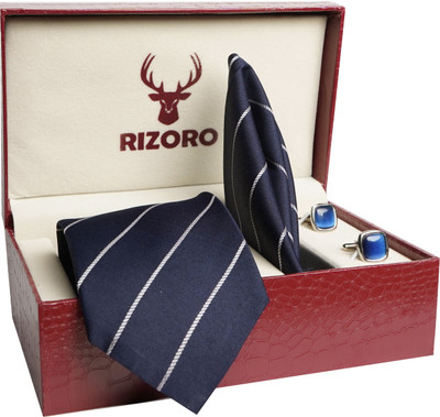RIZORO Satin Cufflink & Tie Pin Set(Blue)