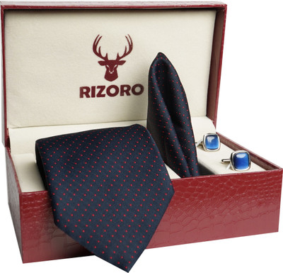 RIZORO Satin Cufflink & Tie Pin Set(Red)