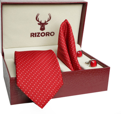RIZORO Satin Tie & Cufflink(Red)