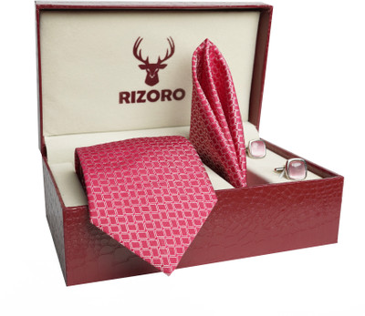 RIZORO Satin Tie & Cufflink(Pink)