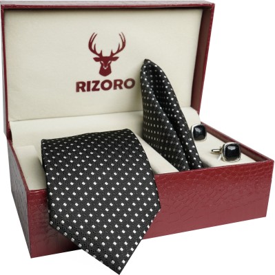 RIZORO Satin Cufflink & Tie Pin Set(Black)