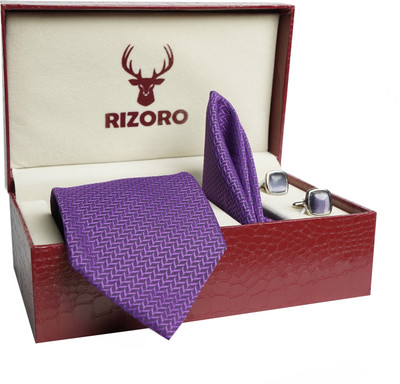 RIZORO Satin Cufflink & Tie Pin Set(Purple)