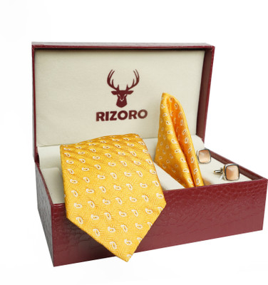 RIZORO Satin Tie & Cufflink(Yellow)