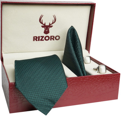 RIZORO Satin Tie & Cufflink(Green)