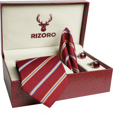 RIZORO Satin Cufflink & Tie Pin Set(Maroon)