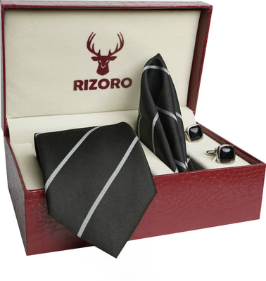 RIZORO Satin Tie & Cufflink(Black)