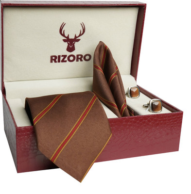 RIZORO Satin Tie & Cufflink(Brown)