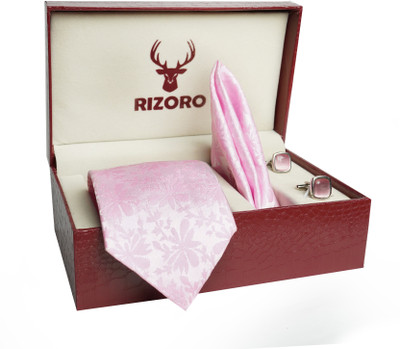 RIZORO Satin Cufflink & Tie Pin Set(Pink)