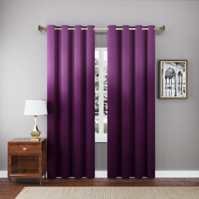 Dashing Fabrics 274.32 cm (9 ft) Velvet Blackout Long Door Curtain (Pack Of 2)(Plain, Purple)