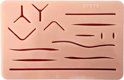 Opsys Simulations 3 Layer Suture Pad with wound –Large Size pad (Size : L x W x T: 18 cm x 12 cm x 1 cm), Reusable Silicon Suture , Suture Practice Model for Medical Training