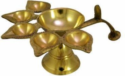 VALUE CRAFTS PANCHMUKHI ARTI Diya/PANCHA Deepak Diya Brass Metal for Religious Brass Table Diya(Height: 2.25 inch)