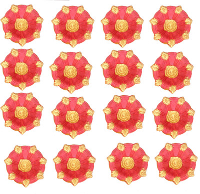 SUNINOW fkower diya set of 16 (pack of 16 ) | diya for diwali combo Terracotta (Pack of 16) Table Diya Set(Height: 4 inch)