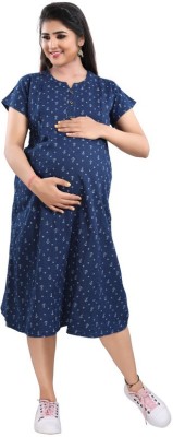 mamma's maternity Women A-line Blue Dress