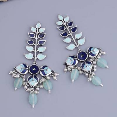 Voylla Bagh E Fiza Leaves Long Drop Earrings Brass Drops & Danglers