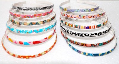 ASG Set of 5 Printed Desin Multi Color Plastic Hair Bands for Girls & Women Hair Band(Multicolor)