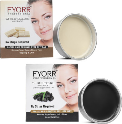 FYORR Facial Katori Peel-Off Wax Combo of 2 White Chocolate & Charcoal - each Wax(160 g, Set of 2)