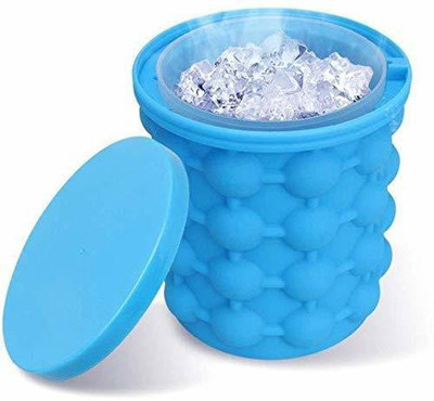 SHUBHAMENT 1.5 L Silicone ICE CUBE BUCKET SILICONE Ice Bucket(Blue)