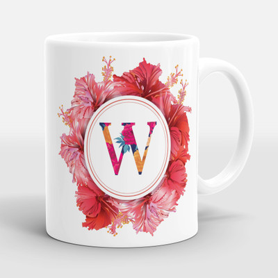 Sublikraft Alphabet W Multi Color Printed Ceramic Coffee Mug(330 ml)
