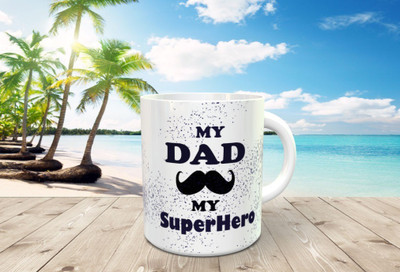 BlueBells Gifting my dad super hero white mug Ceramic Coffee Mug(325 ml)