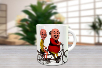 BlueBells Gifting Motu Patlu cartoon Print Ceramic Coffee Mug(325 ml)